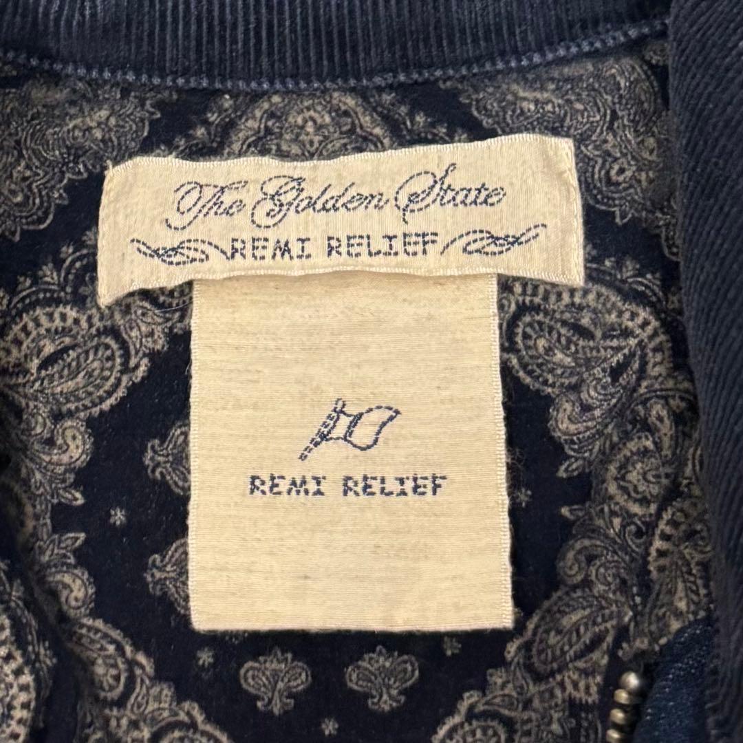 美品 濃紺 レミレリーフ 裏バンダナ デニム コンチョ ダウン ベスト L 切替