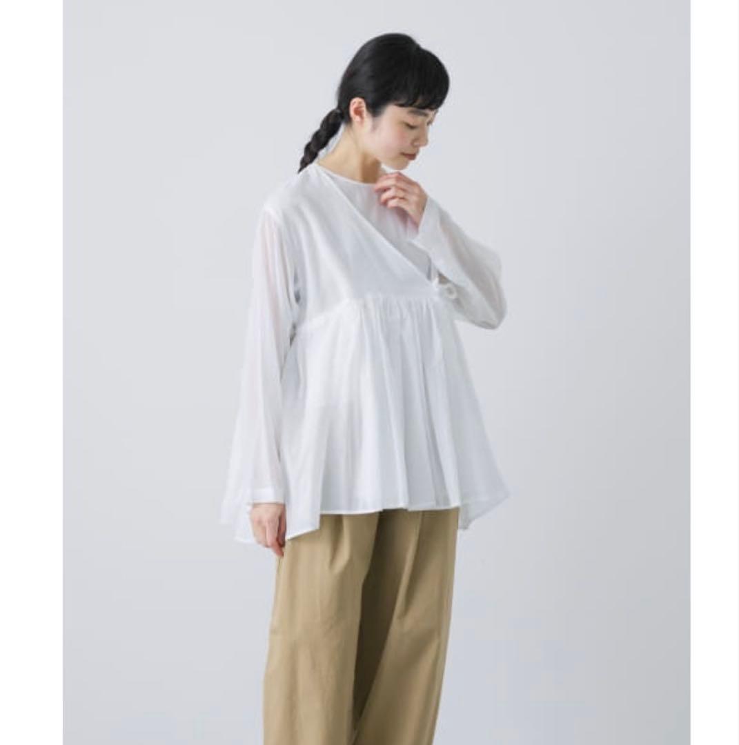 かぐれ　コットンボイルアンガルカシャツ　ホワイト