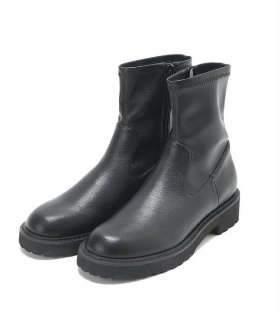 ルタロン3.5cmトラックソールフィットショートブーツ 黒