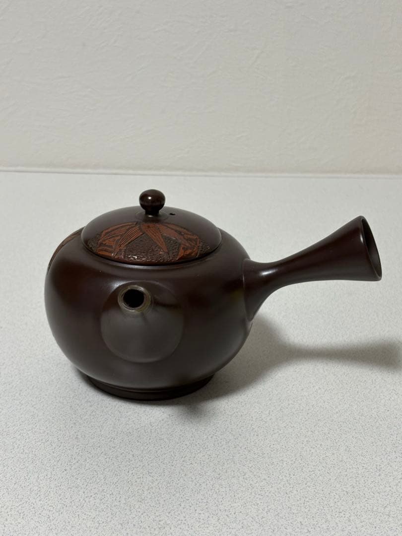 常滑名工 梅原宗弘 常滑焼 竹紋 横手 急須 茶注 煎茶道具 煎茶器