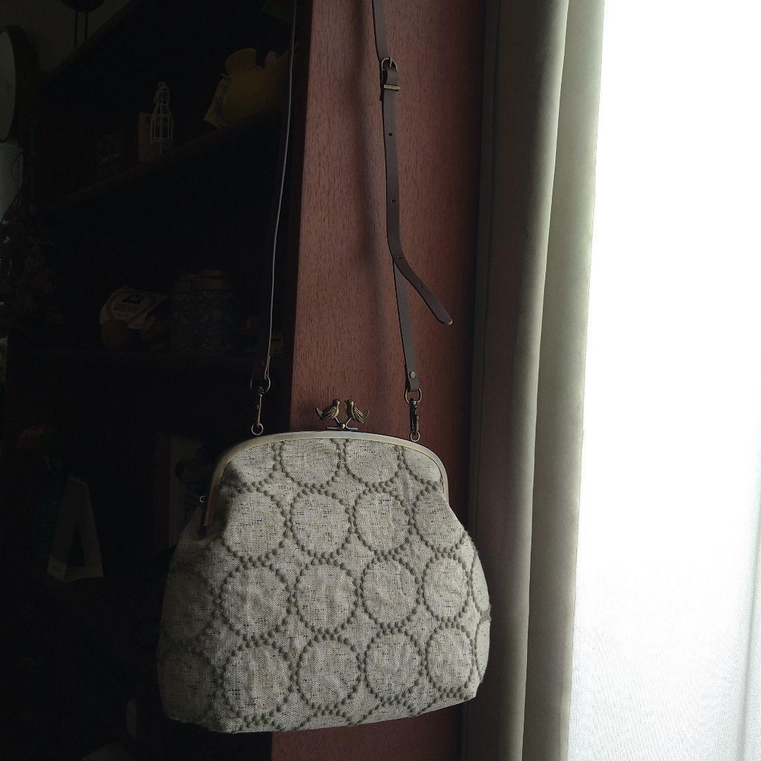 【ラスト1】タンバリン小鳥の口金親子がま口バッグ/ミナペルホネンハンドメイド