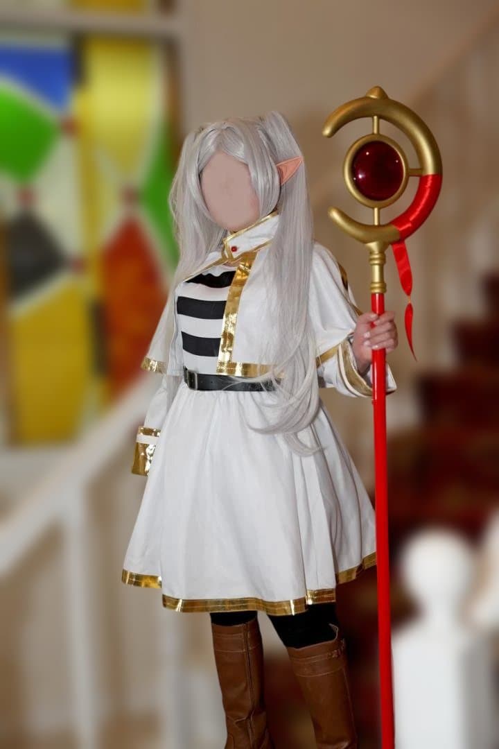 葬送のフリーレン コスプレ衣装フルセット ウィッグ武器ブーツ付き　女性Lサイズ