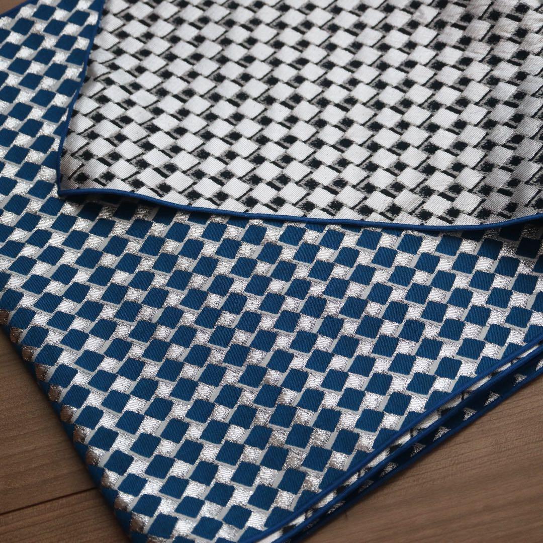 tsubakian 2021SS 幾何学 兵児帯 ブルー×シルバー