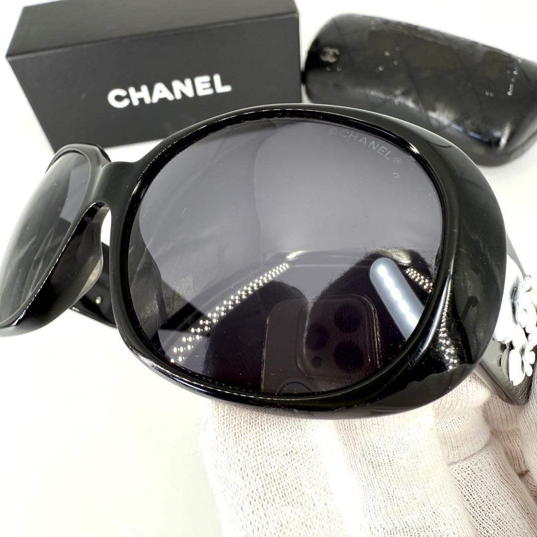 CHANEL サングラス カメリア ココマーク 5113 ブラック ホワイト 黒