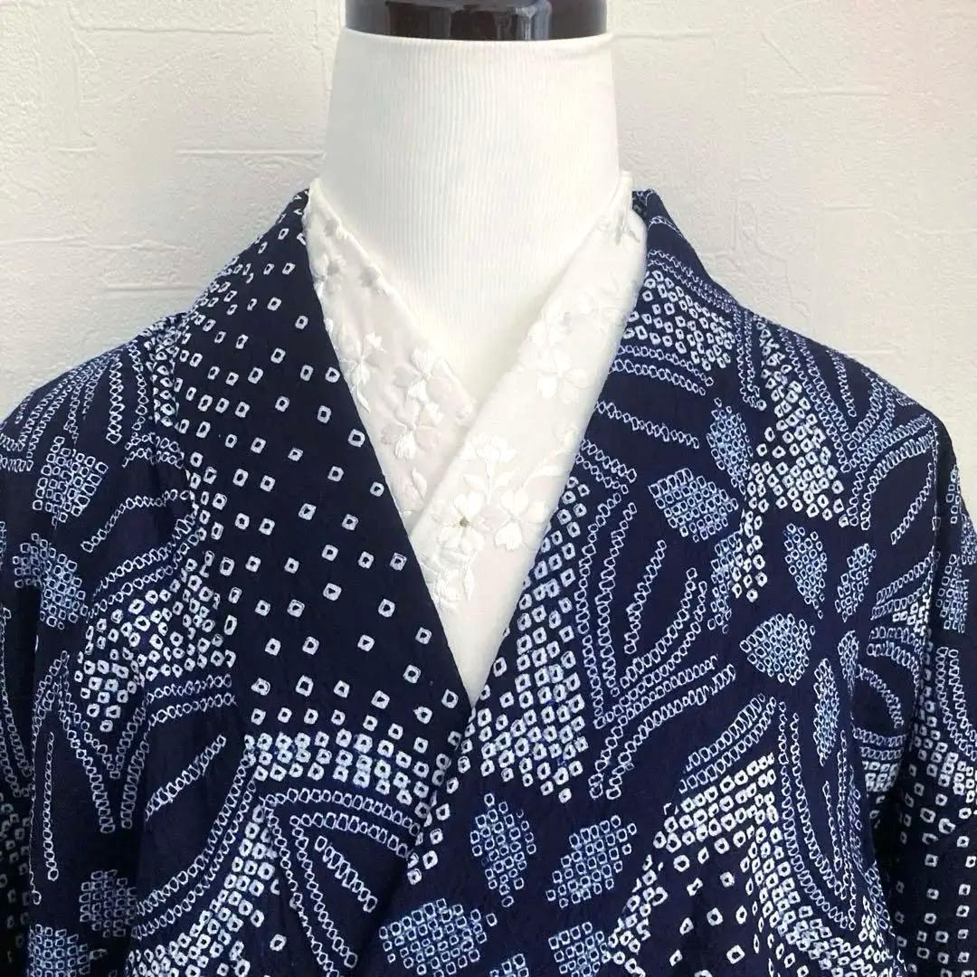 有松絞り　手縫い上質浴衣　濃紺　身丈159cm 未使用しつけ付　No.5-78