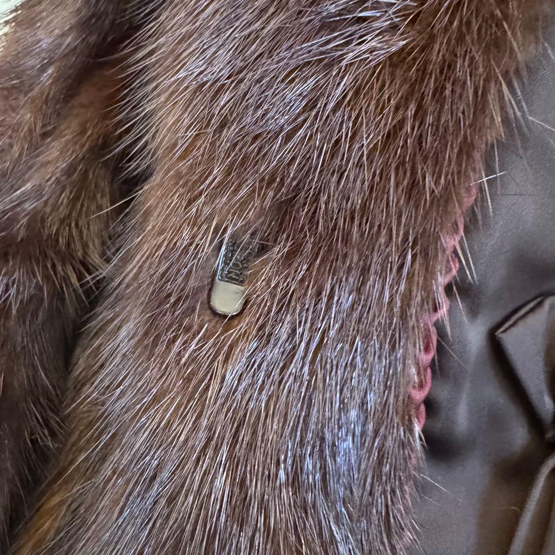 高級　リアルファー　ミンクコート　毛皮　ハーフ丈　大きいサイズ　ブラウン