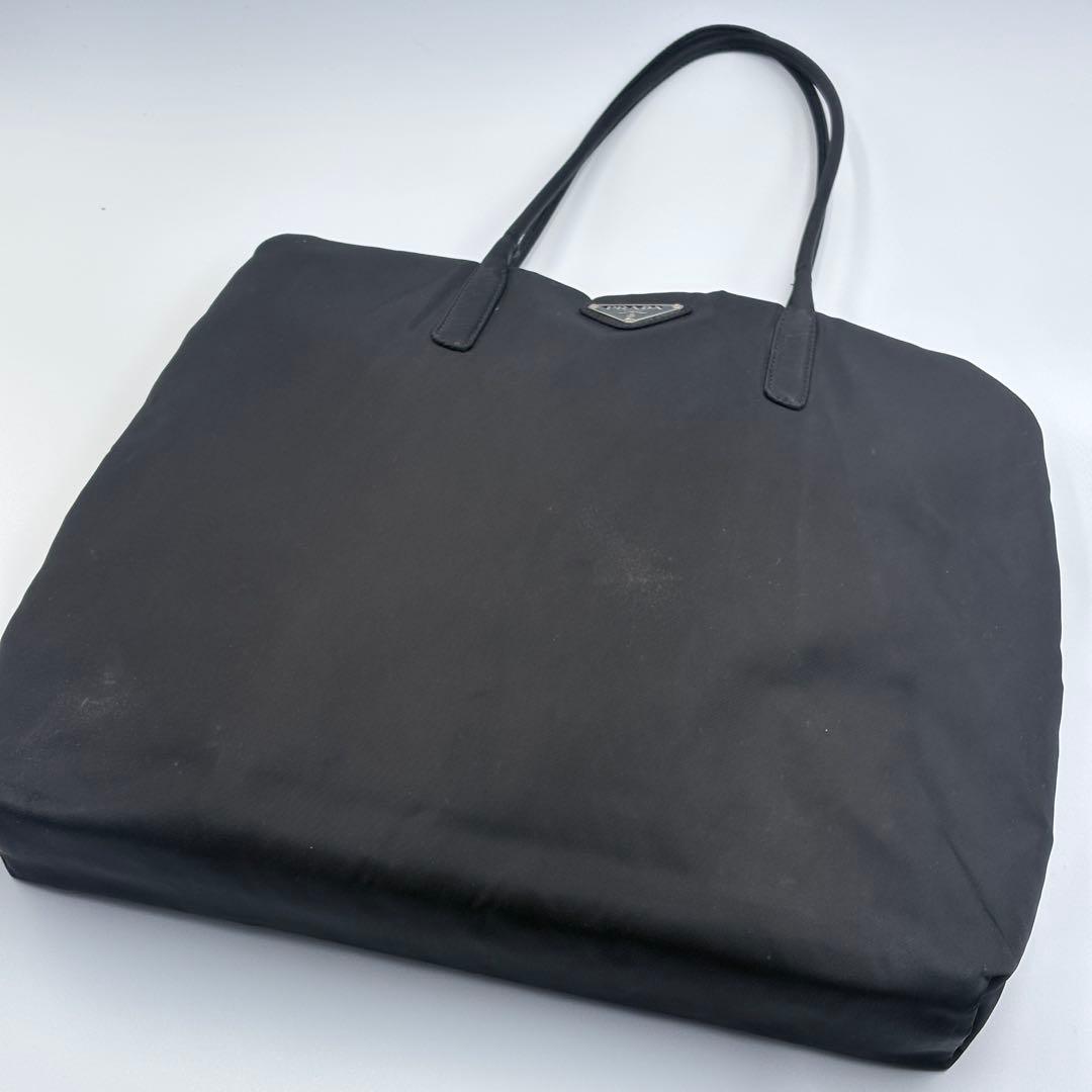 PRADA ナイロン トートバッグ ブラック 三角ロゴ 大容量 ハンドル傷あり