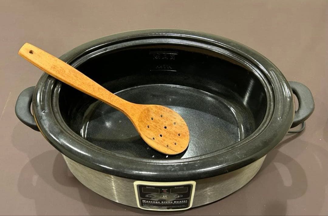 【中古品】ホットストーンウォーマー器＆ホットストーン36個(＋2個おまけ)セット