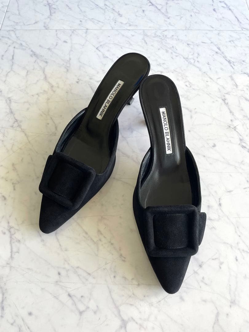 美品　MANOLOBLAHNIK マノロブラニク メイセール　ブラック　37