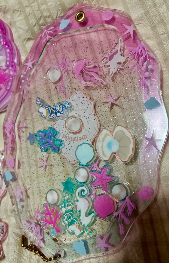 フクヤ ケース アクリルスタンドケース 缶バッジケース デコ 推し シェル 貝殻