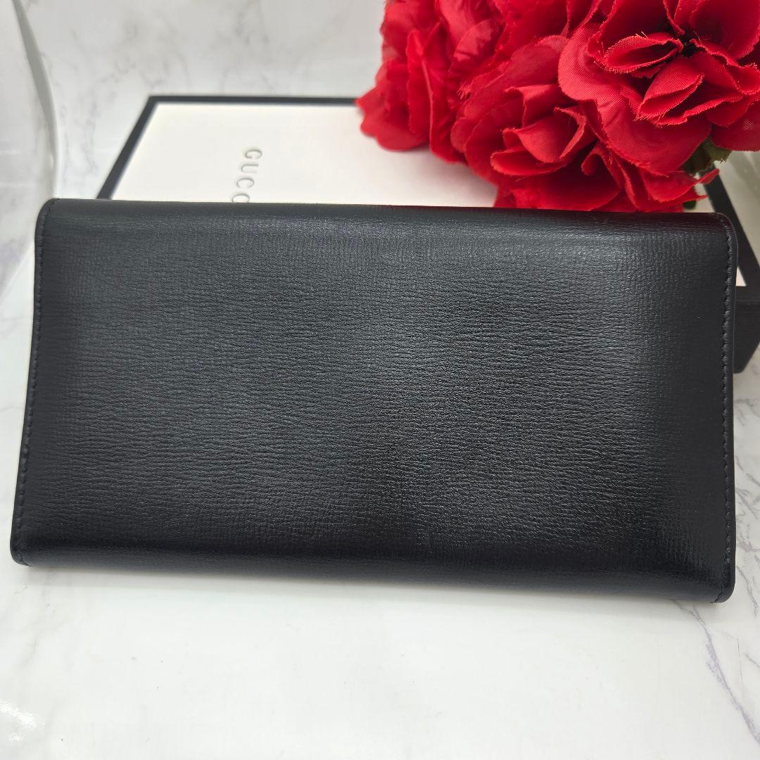 【美品】 GUCCI グッチ GGマリーナ 長財布 財布 ブラック レザー 黒