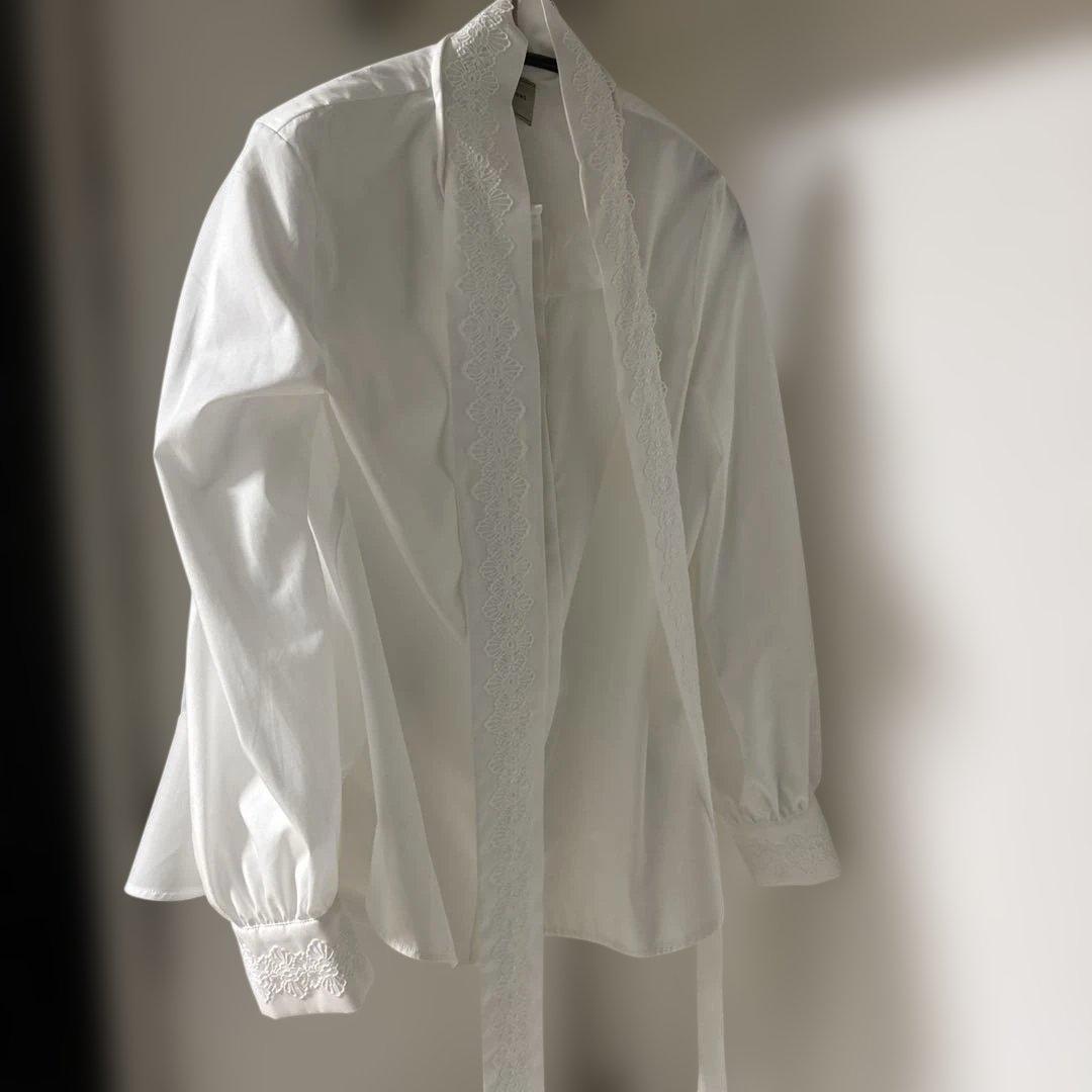 UNITED ARROWS レース付きホワイトシャツ