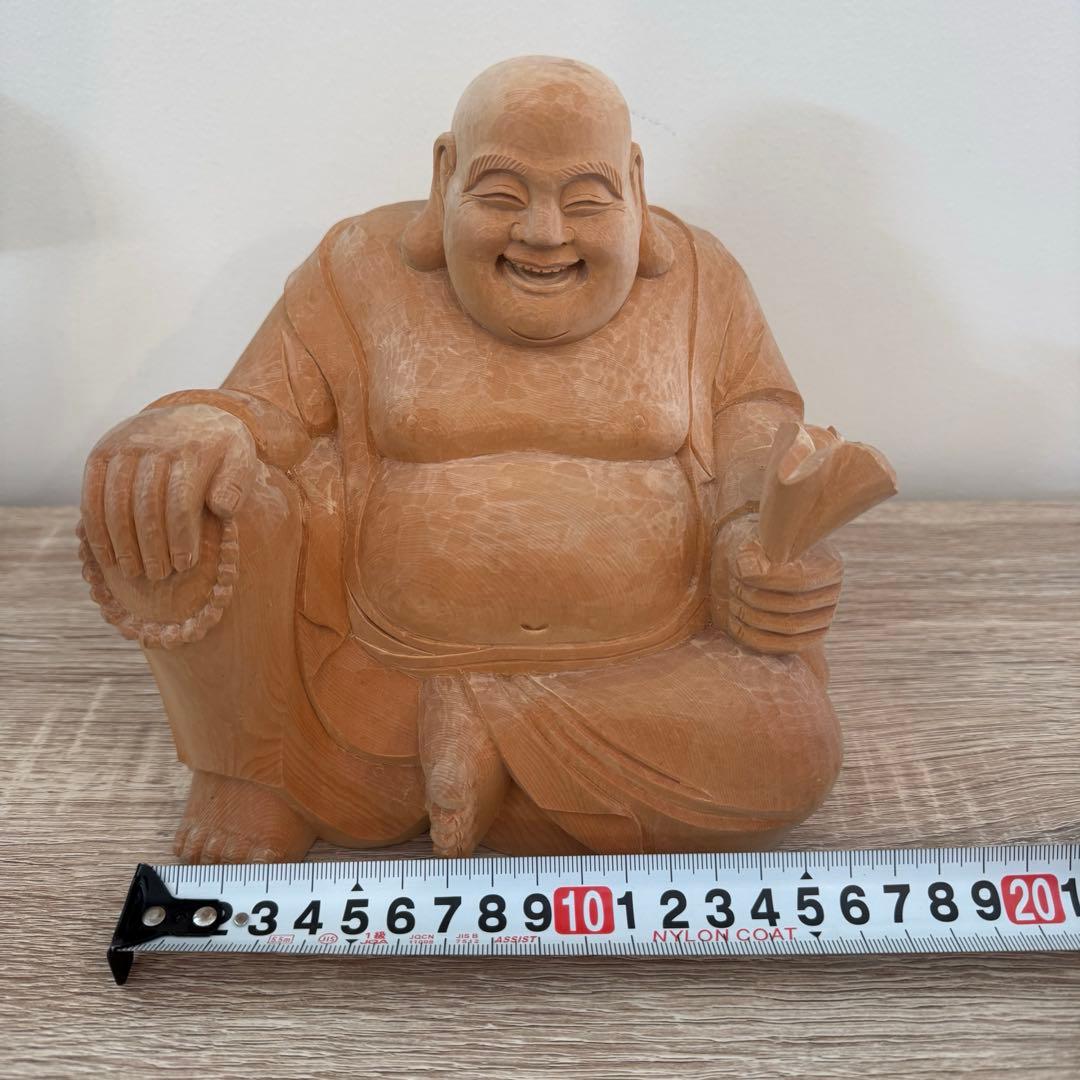 布袋様 木彫り 置物 布袋さん 七福神 金運アップ 商売繁盛