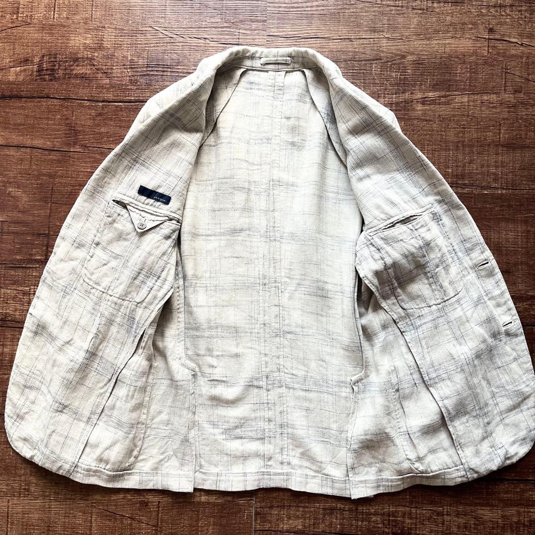 <良品>LARDINI 春夏 麻 コットン ホワイト ジャケット サイズ50