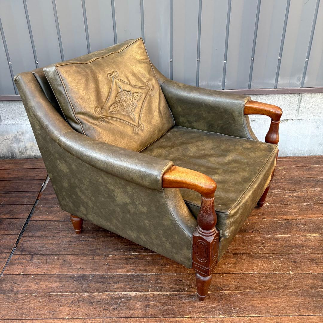 ① 昭和レトロ ヴィンテージ マルニ木工 一人掛けソファ アームチェア ラウンジ