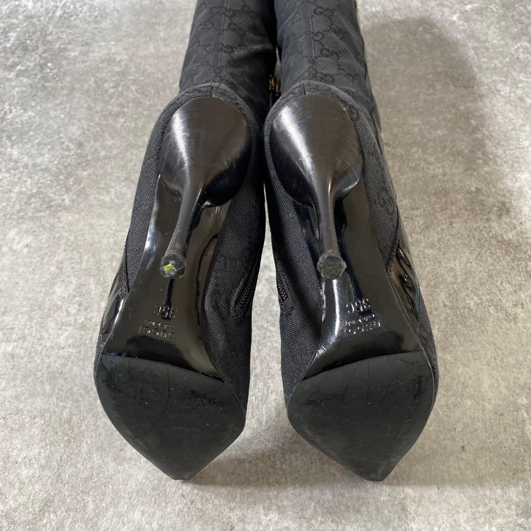 GUCCI グッチ　GGパターン モノグラム　ロングブーツ　ブラック 　22cm