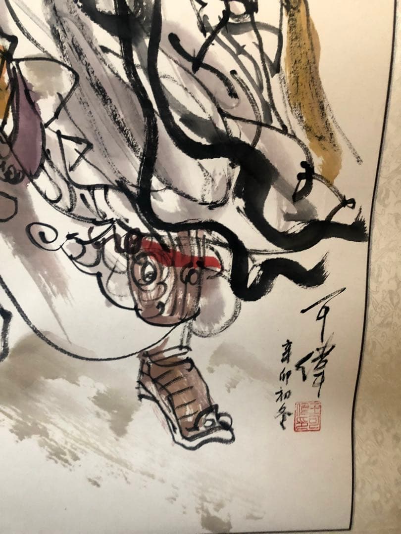 関羽立像　関公　関二爺　人物画　中国水墨画