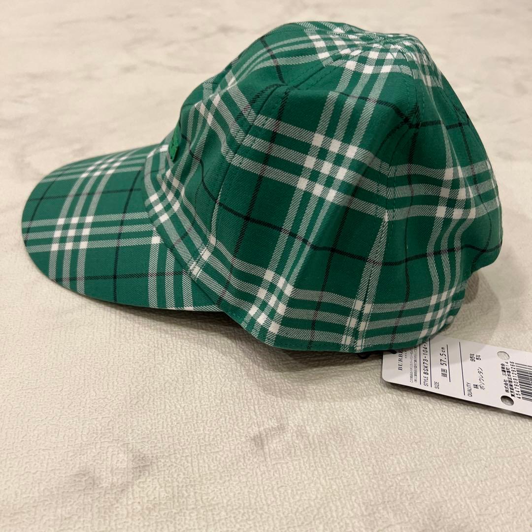 新品未使用タグ付き　バーバリーゴルフ　キャップ　緑　ノバチェック　57.5cm
