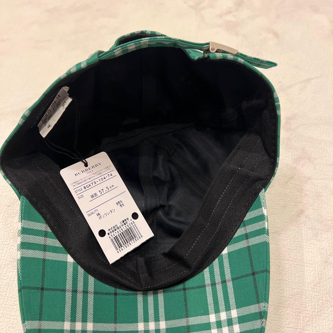 新品未使用タグ付き　バーバリーゴルフ　キャップ　緑　ノバチェック　57.5cm