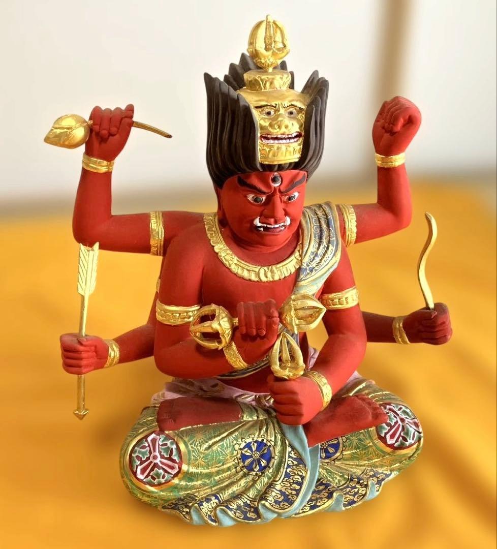 ☆愛染明王 極彩色仕様　坐像＊木像