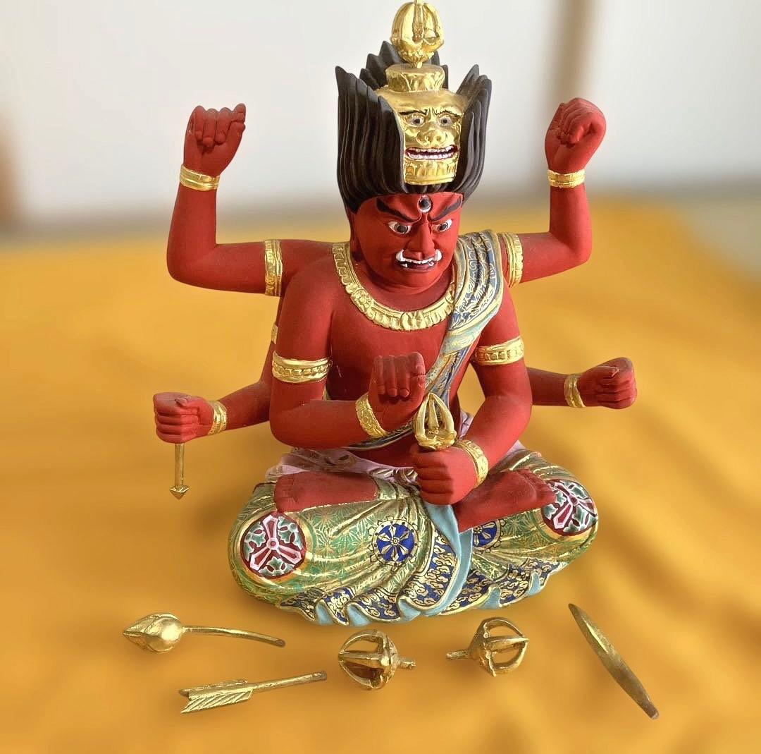 ☆愛染明王 極彩色仕様　坐像＊木像