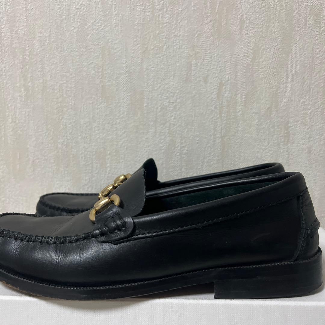 アルテサノスARTESANOSレザービットローファードレスシューズ37ブラック黒