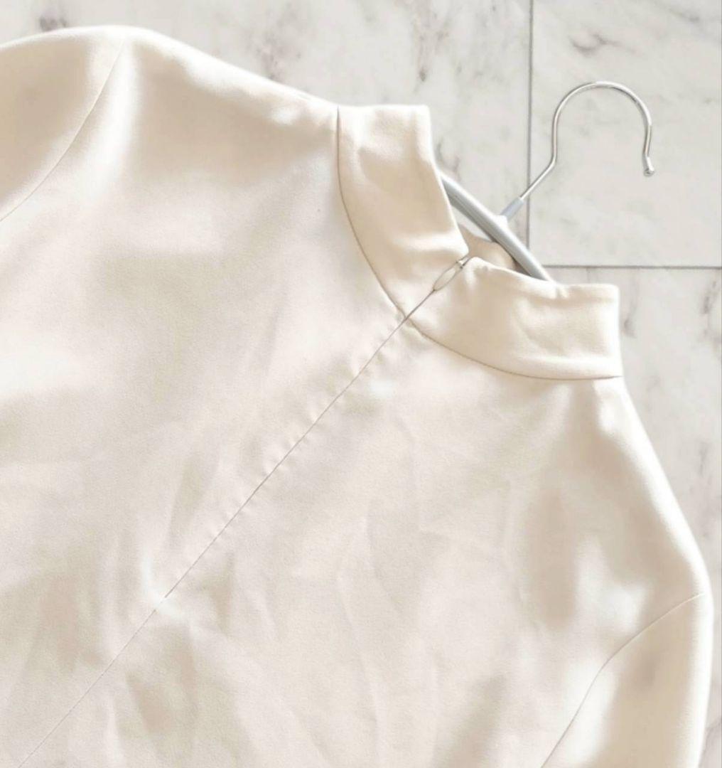 Theory 洗える スタンドカラー フォーマル ブラウス アイボリー