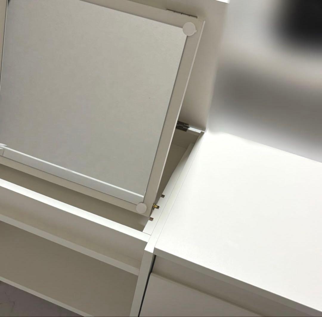 極美品送料無料LOWYAミラードレッサーテーブルメイク台収納ロータイプ鏡棚ロウヤ