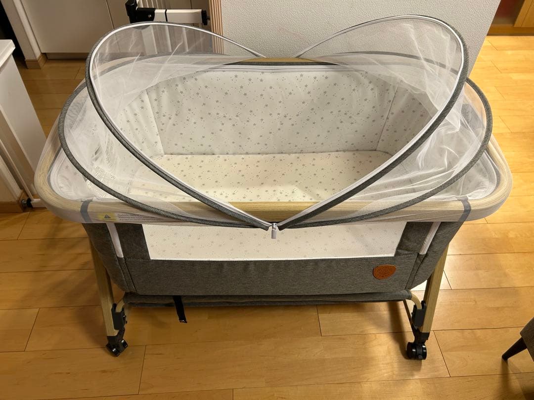 HZDMJ 2022 改良版 添い寝 ベビーベッド　折りたたみ　キャスター付き