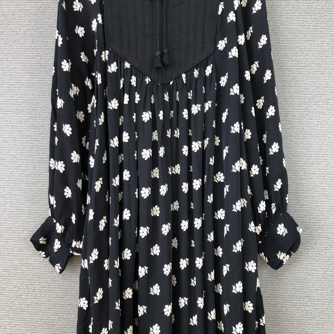 ne Quittez pas フラワープリント パネルドレス M ブラック