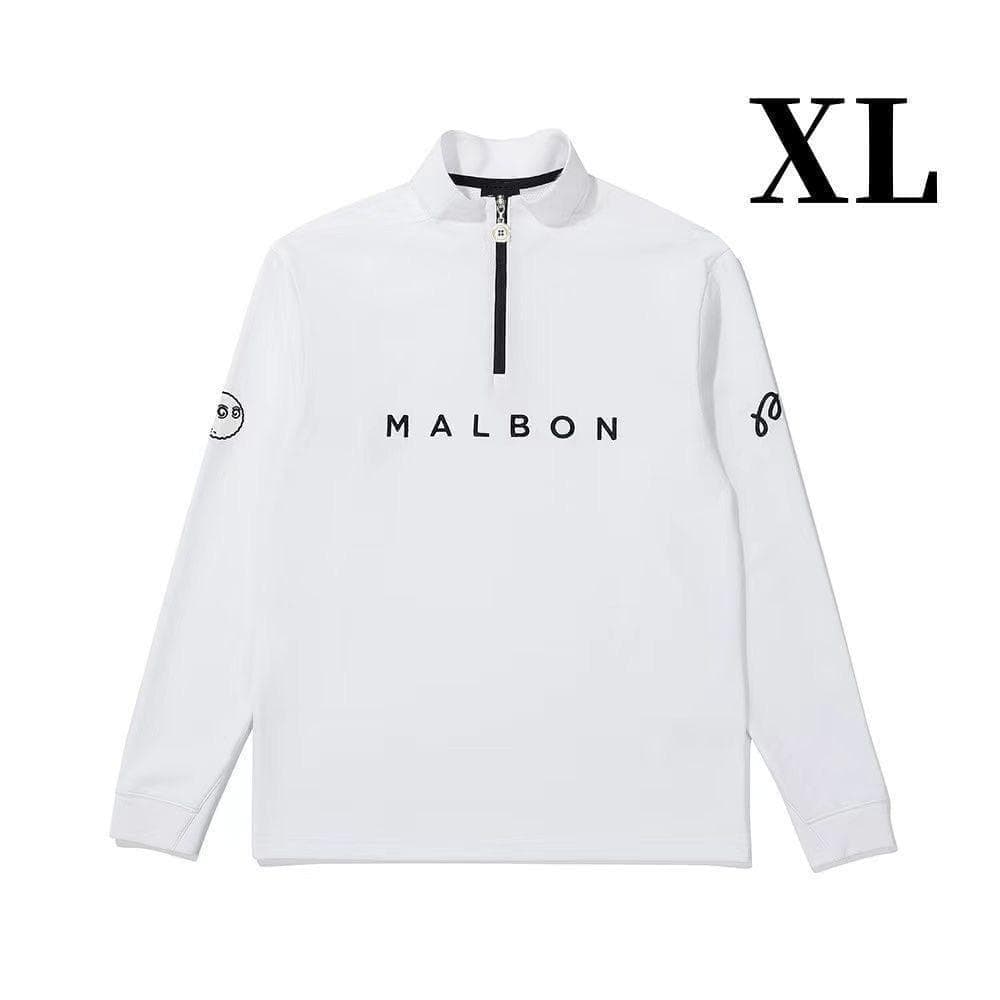 白色XL マルボンゴルフ モックネック トレーナー メンズシャツ トップス 長袖