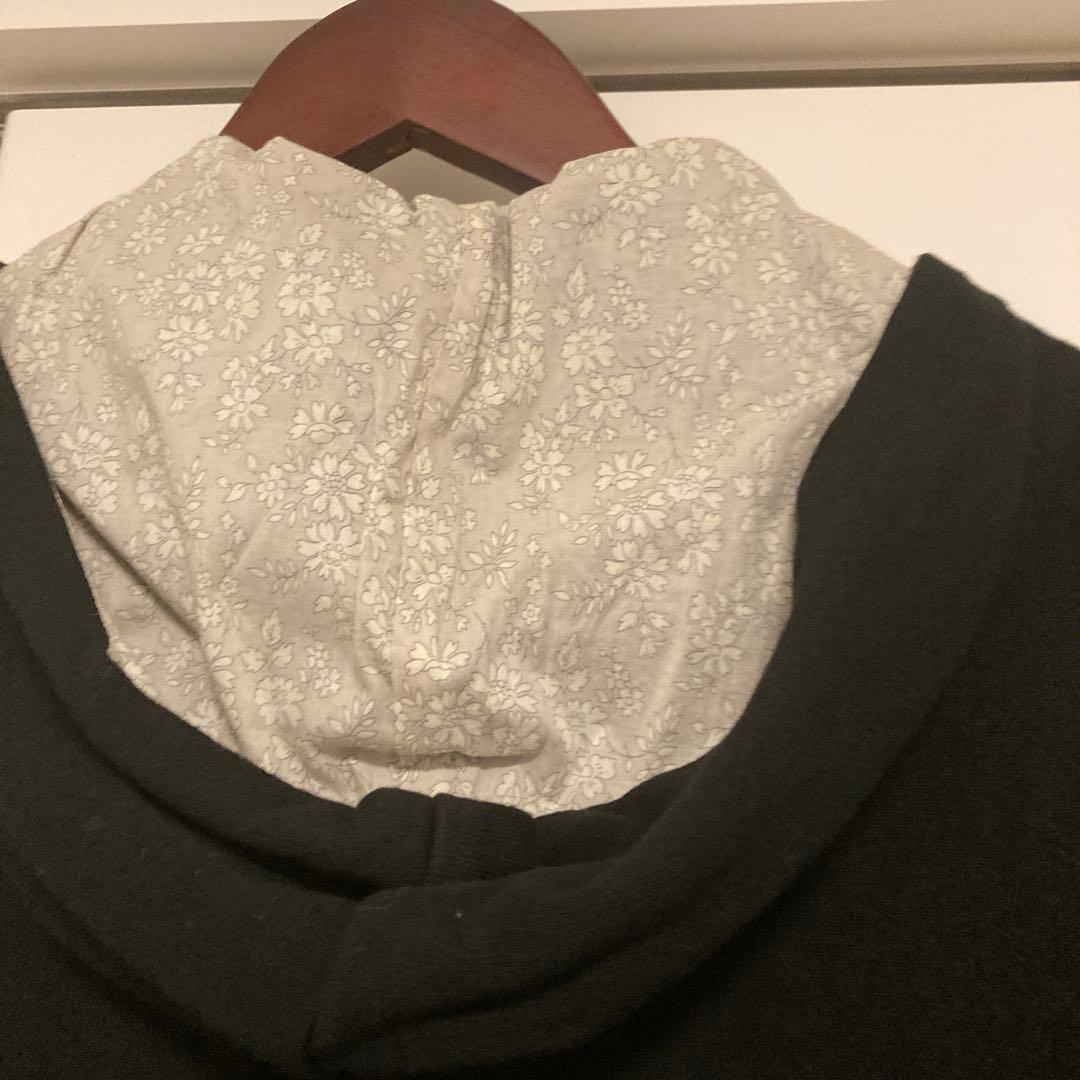 【試着のみ未使用品】ピンクハウス ロゴパッチ付きロングパーカー ブラック❁⃘*.゜