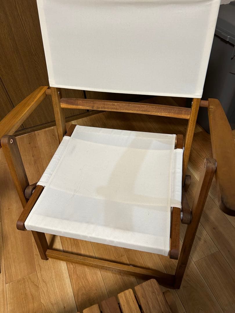 NITORI 木製　折りたたみ　ローチェア 2脚　テーブルセット