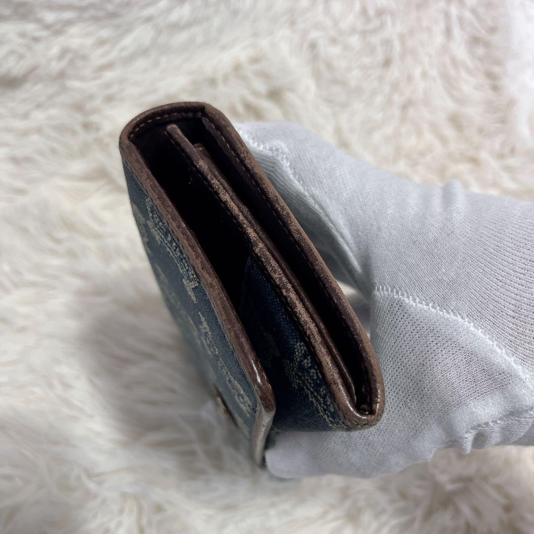 セリーヌ パリマカダム デニム ロゴ入り 長財布 インディゴカラー 総柄