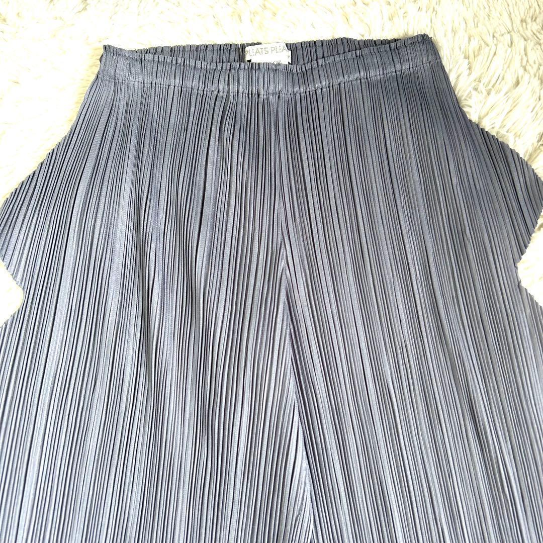 【美品】プリーツプリーズ 希少 変形 ギザギザ 型押し パンツ グレー 1