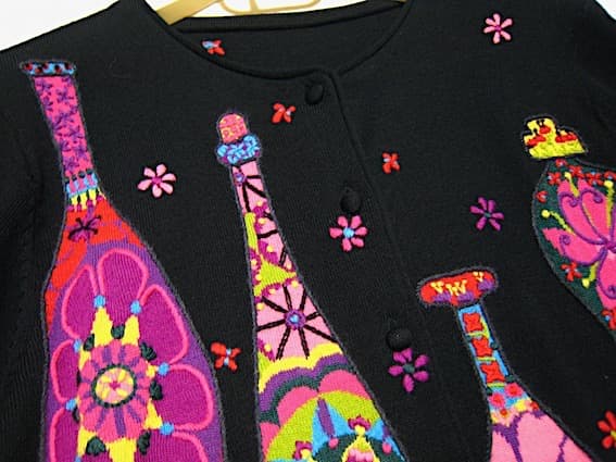 トクコプルミエヴォル☆新同品！エスニックボトル刺繍 裾レース切替カーディガン☆