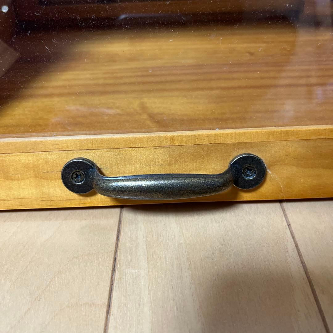 カフェ風　木製ガラスケース 二段式 取っ手付き