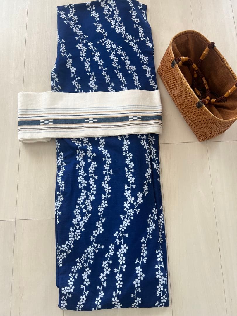 竺仙 浴衣　綿絽　枝垂れ梅