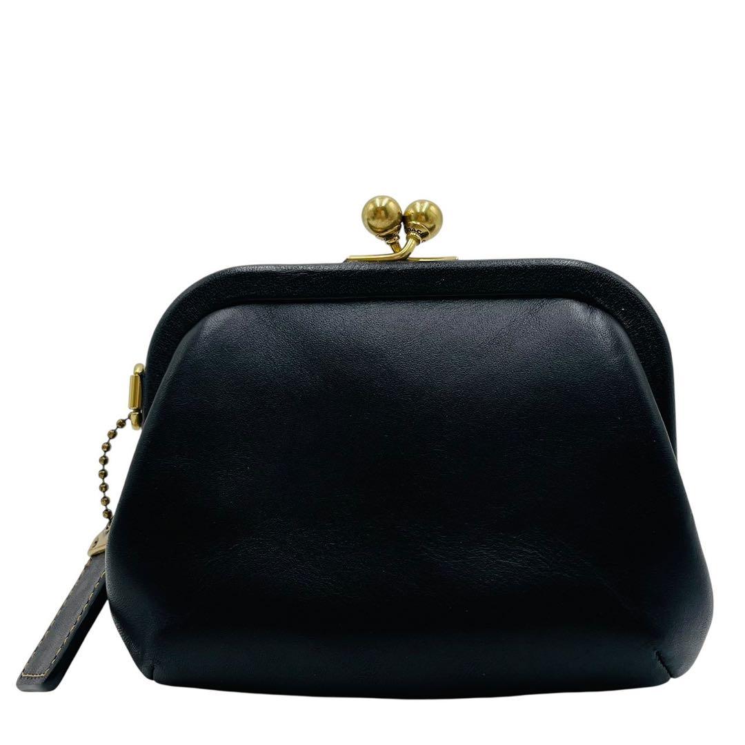 美品 コーチ ケース レザー ブラック 財布 がま口 68326