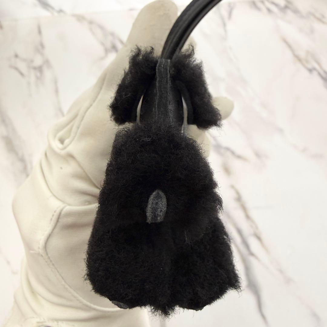 【新品未使用】エルメス バディ チャーム ブラック ムートン W刻印