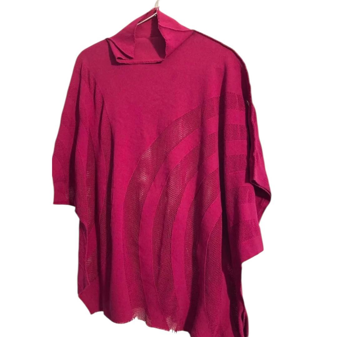 me ISSEY MIYAKE アシンメトリー　メッシュトップス　ピンク