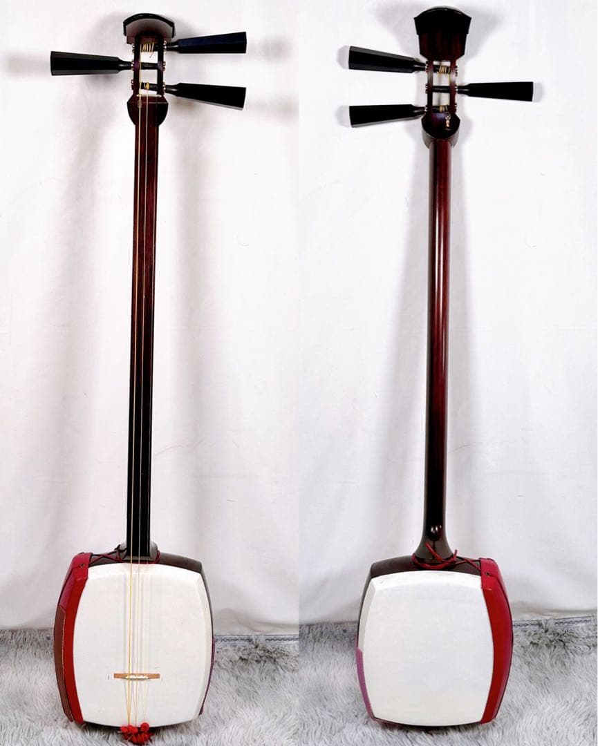 津軽三味線　高級花林材　太棹　東さわり　本皮　皮破れなし　撥付き