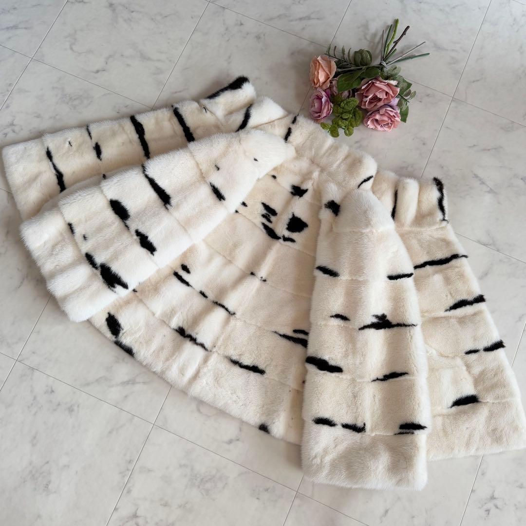 近年物★コペンハーゲン パールミンク クロップド丈 ファーコート 毛皮 横段軽量