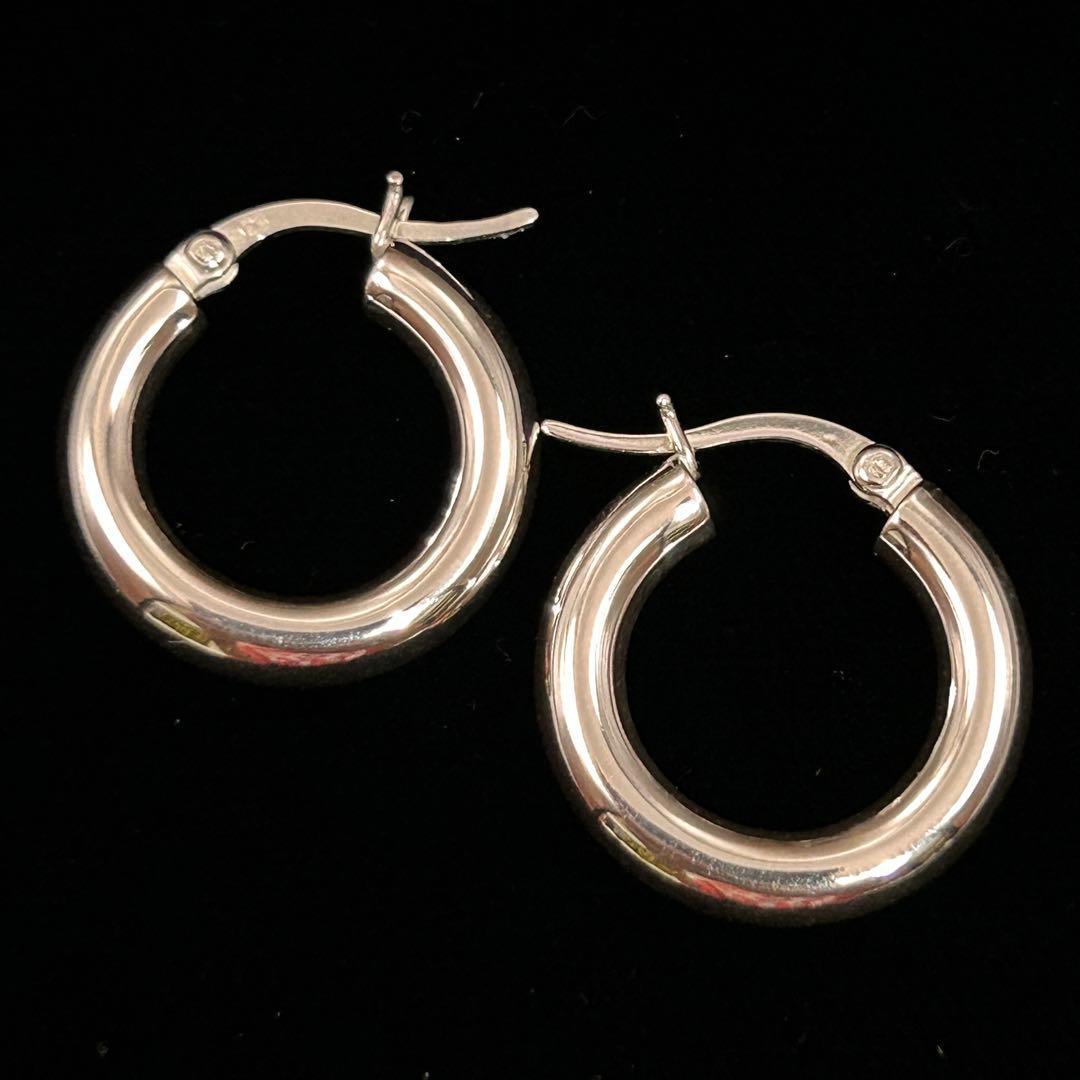 シルバー925 Silver フープピアス/フルハンドメイド/軽研磨仕上げ/両耳