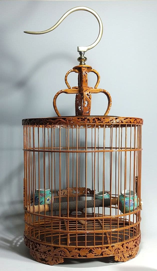 竹製 鳥籠 龍(ドラゴン)の透かし彫 38頭