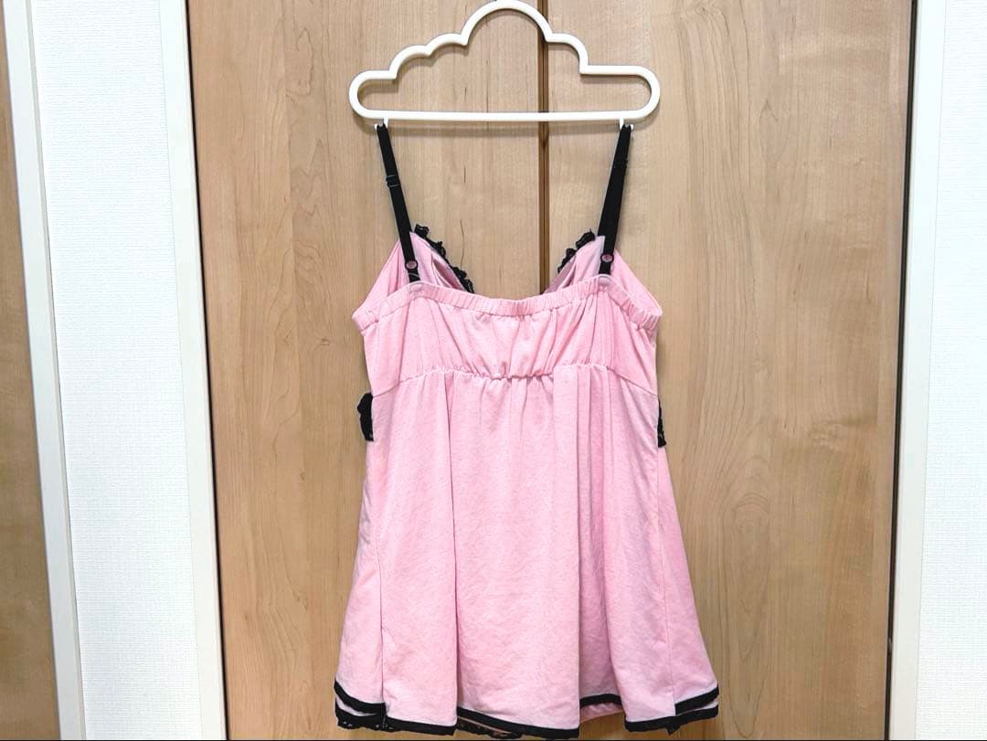 タグ㈲♡GOLDS♡ビジューバックル付きゴールドチェーン♡配色キャミトップスPK