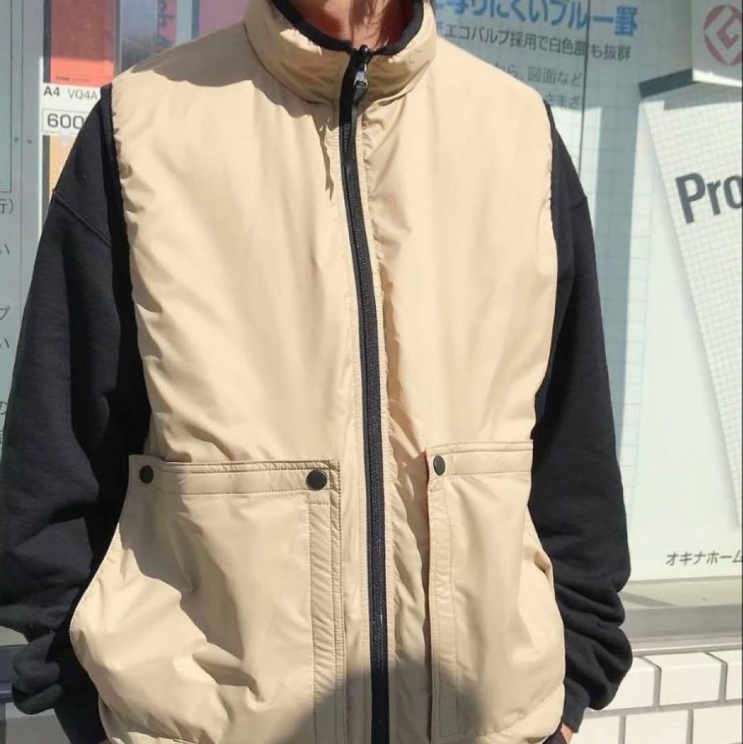 美品 PWA ミステリーボックス リバーシブル 中綿ベスト ベージュ オレンジ