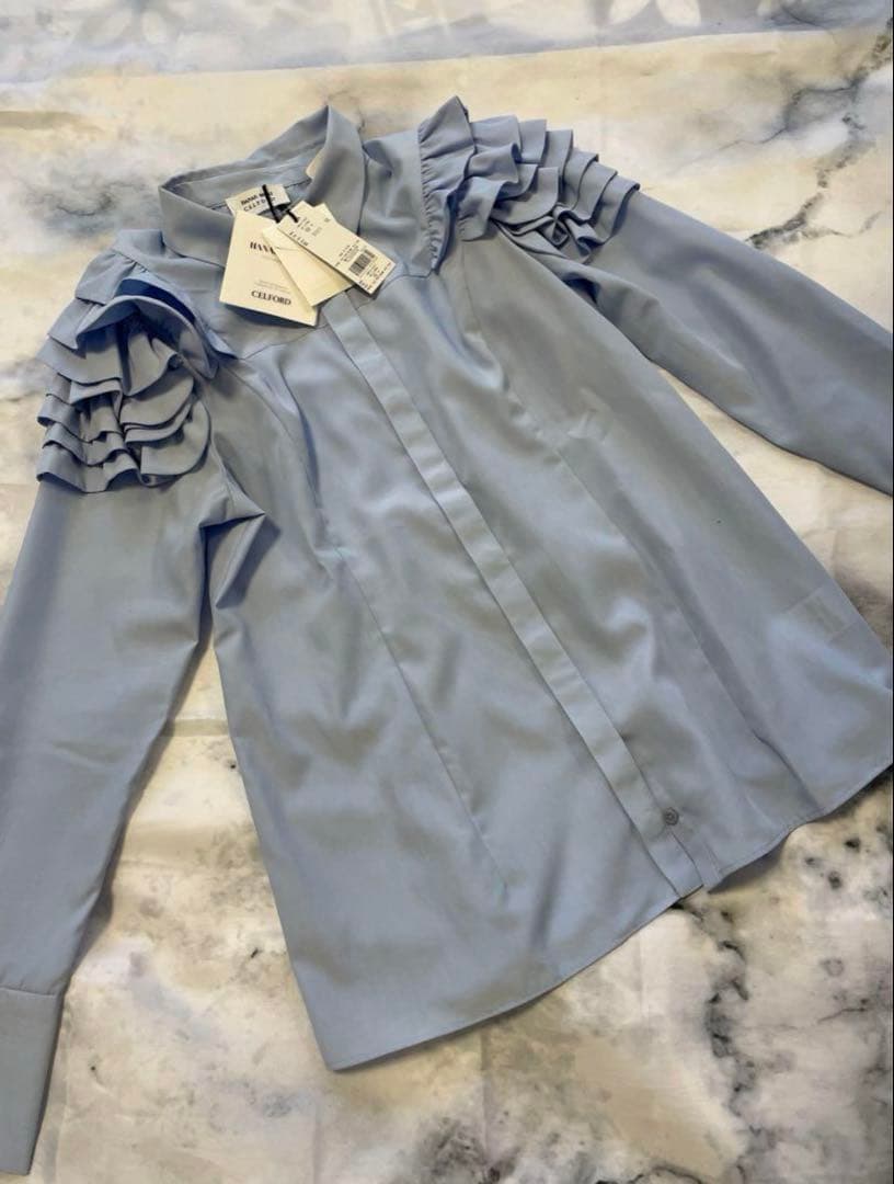 【新品未使用 HANAEMORI×セルフォード】フリルショルダーブラウス