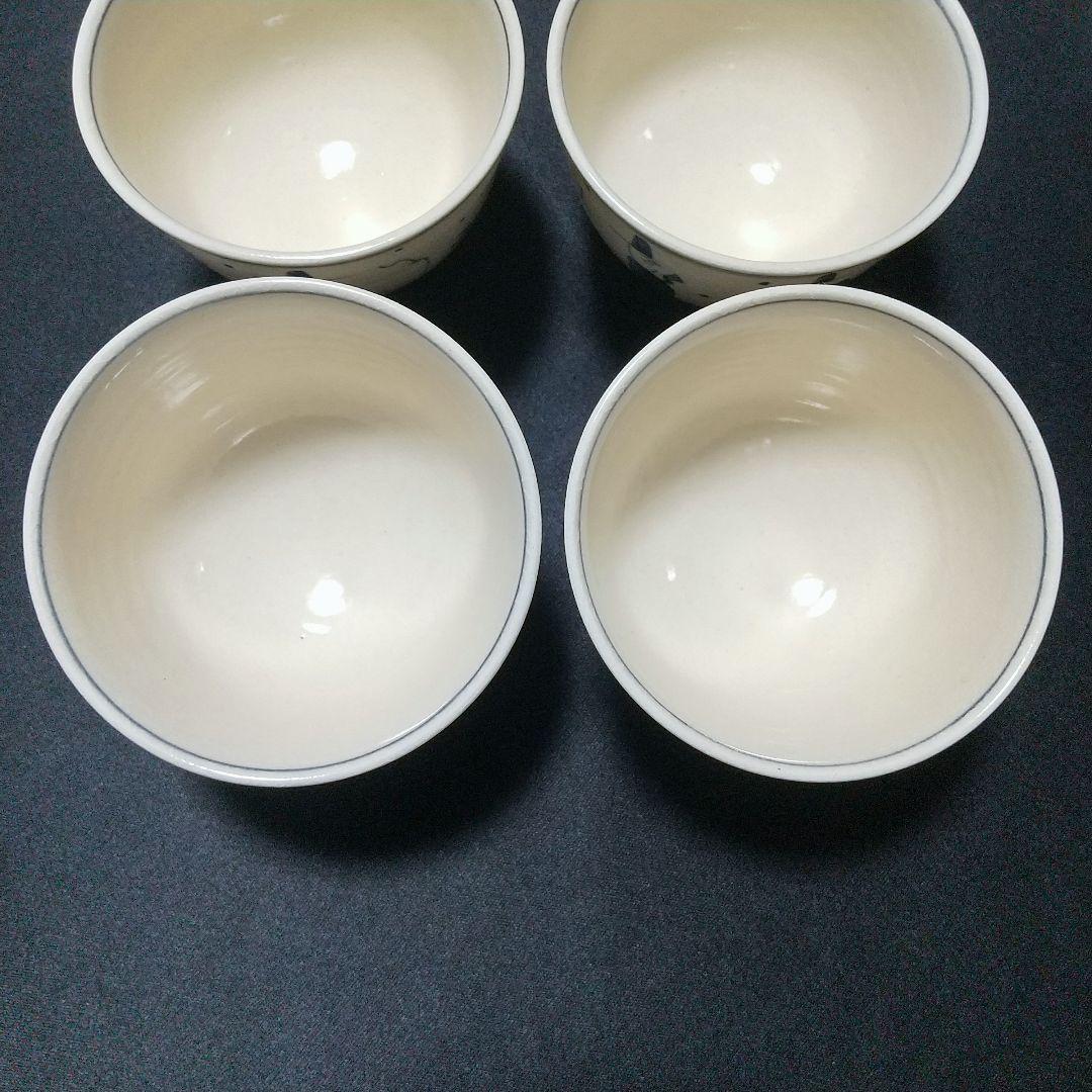 未使用品 古曽部焼 高槻古曽部 寒川義崇 安南手人物文 汲出茶碗 義崇窯 数茶碗