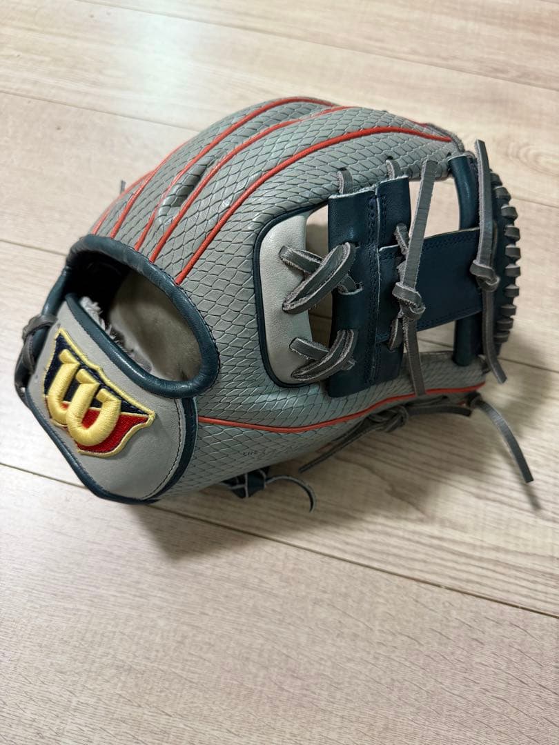 Wilson 軟式野球グローブ グレー/レッド